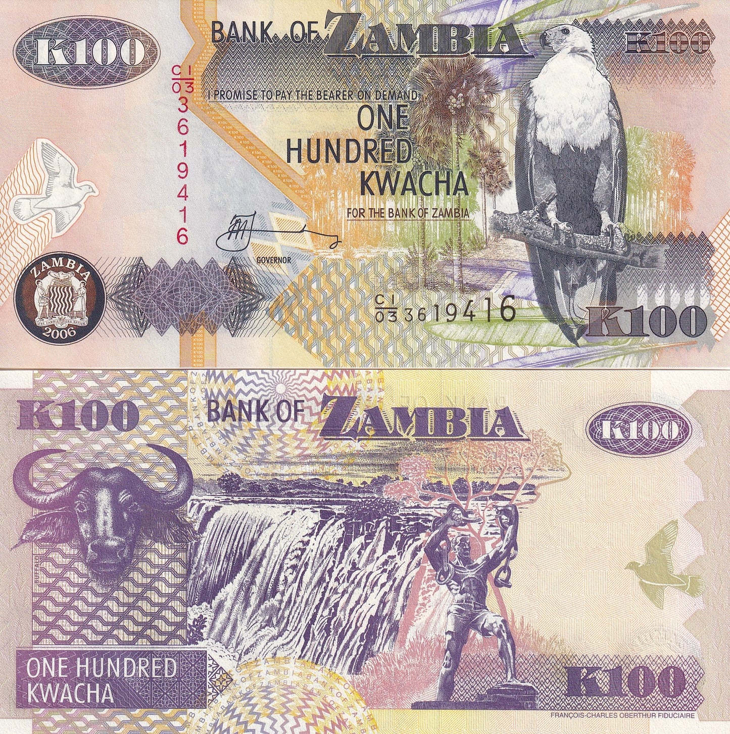 Zambia 100 Kwacha 2006 P 38f UNC