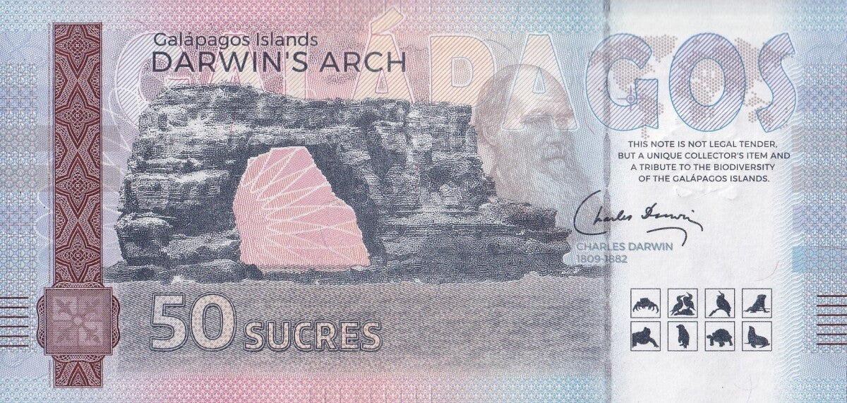 Galapagos Souvenir Note 50 Sucres Galapagos Land Iguana UNC Test Note