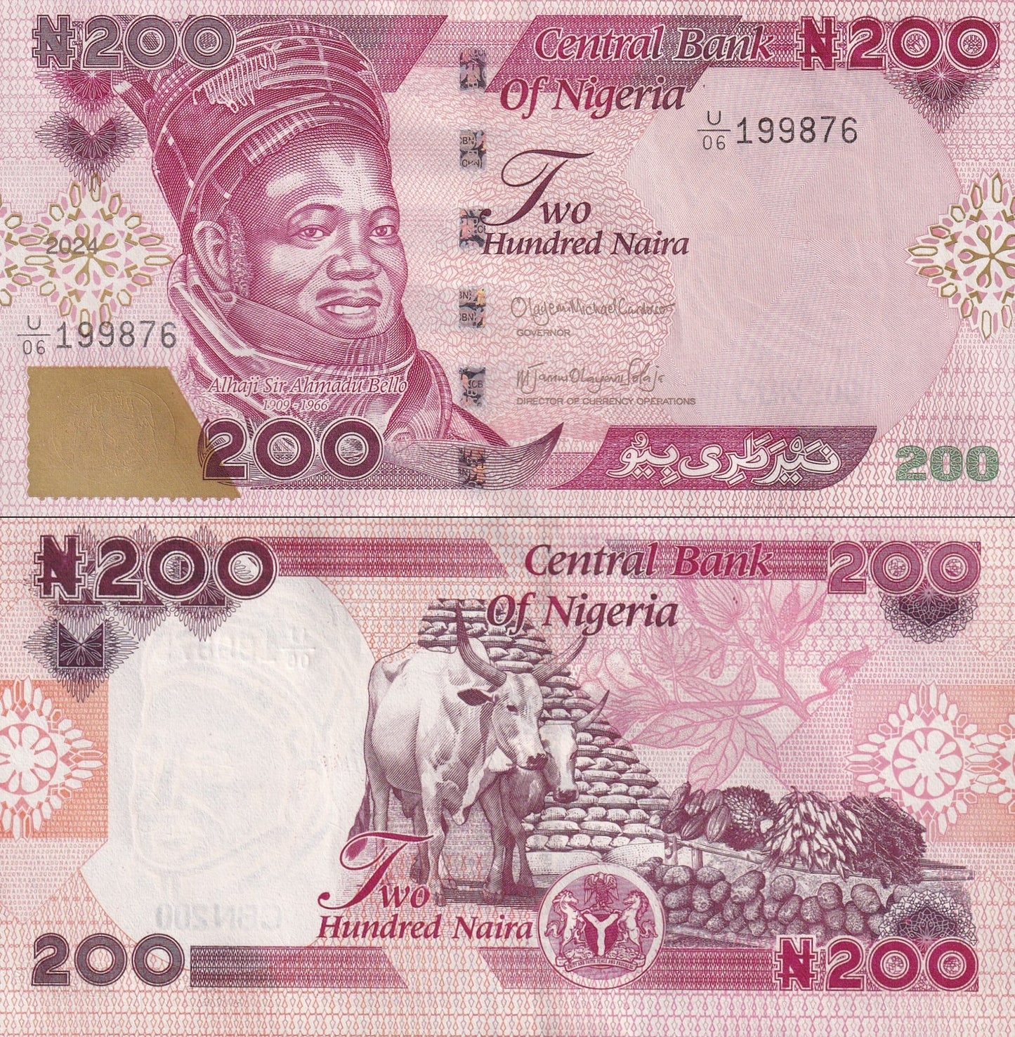 Nigeria 200 Naira 2024 P 47 New Design UNC 1/10 Bundle LOT 10 pcs