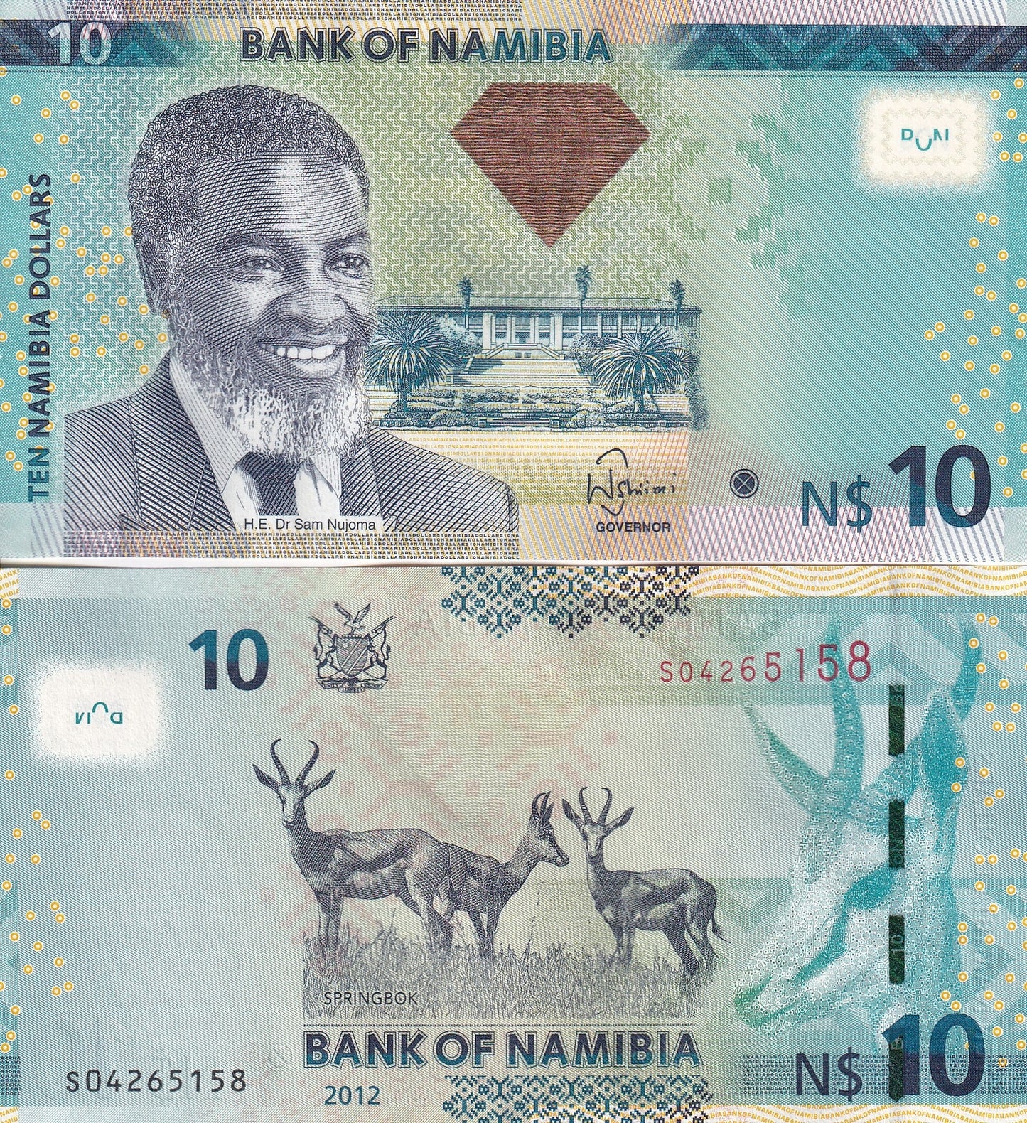 Namibia 10 Namibia Dollars 2012 P 11a UNC