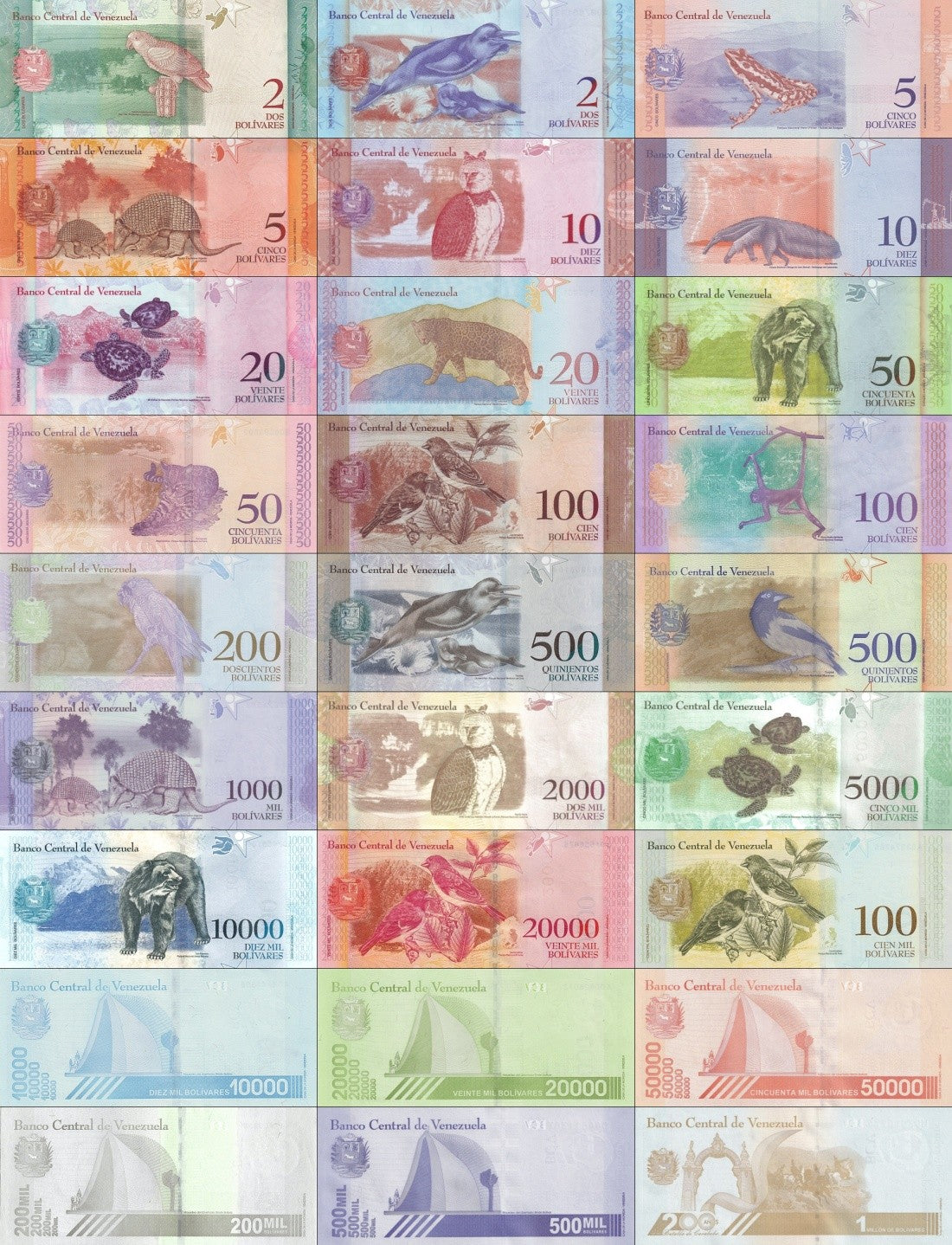 Venezuela 2-1000000 Bolivares 2007-2020 P 88-114 UNC Set 27 pcs