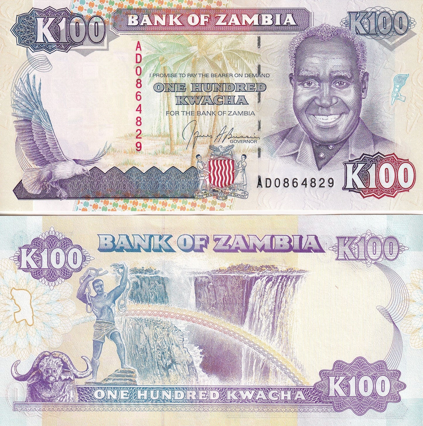 Zambia 100 Kwacha 1991 P 34a UNC