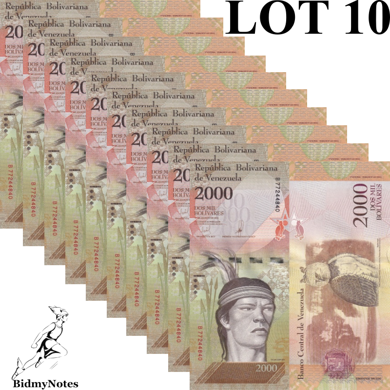 Venezuela 2000 Bolivares 2016 P 96b UNC 1/10 Bundle LOT 10 pcs