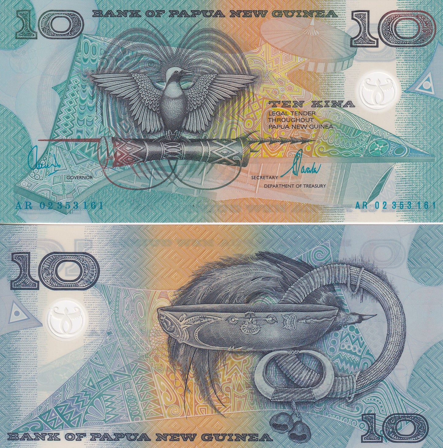 Papua New Guinea 10 Kina 2002 P 26b Polymer UNC