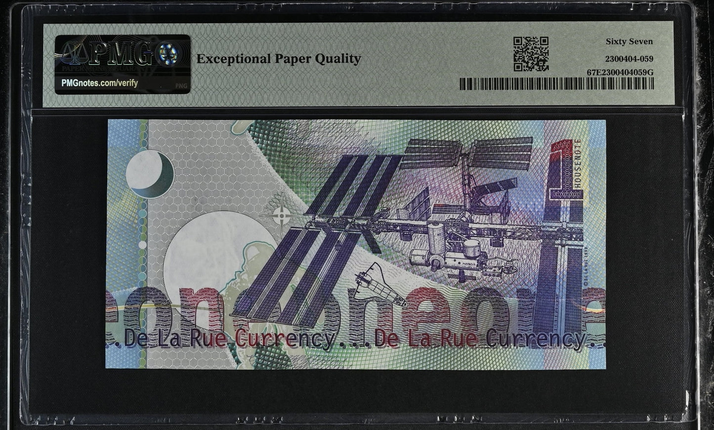 De La Rue (GBR) 1 Unit 1999 Sir Isaac Newton Specimen UNC PMG 67 EPQ Test Note
