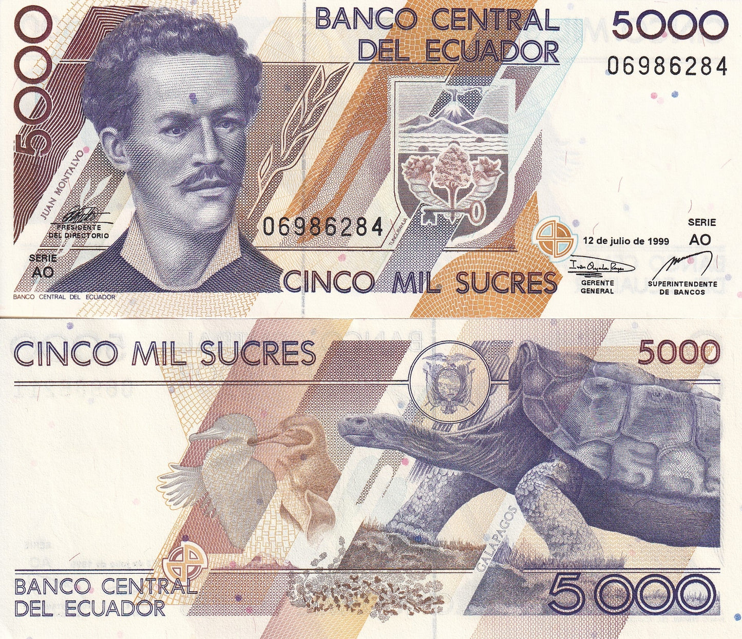 Ecuador 5000 Sucres 1999 P 128c UNC