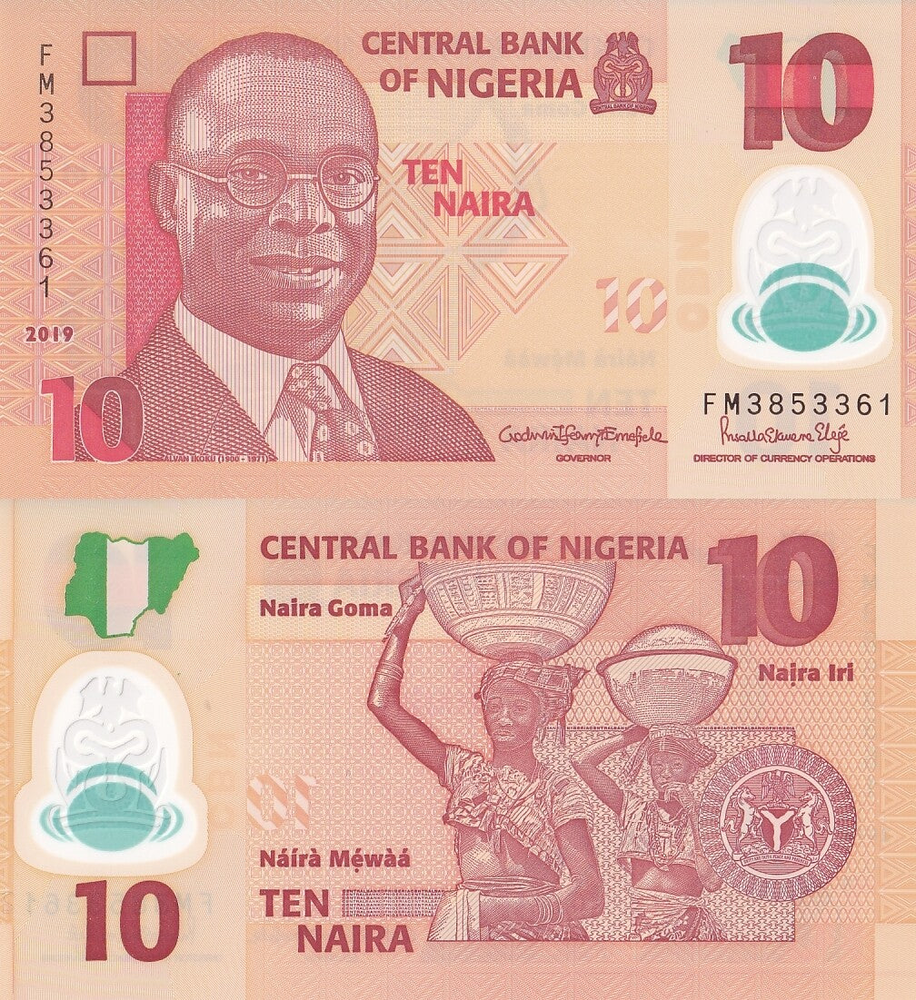 Nigeria 10 Naira 2019 P 39 Polymer UNC