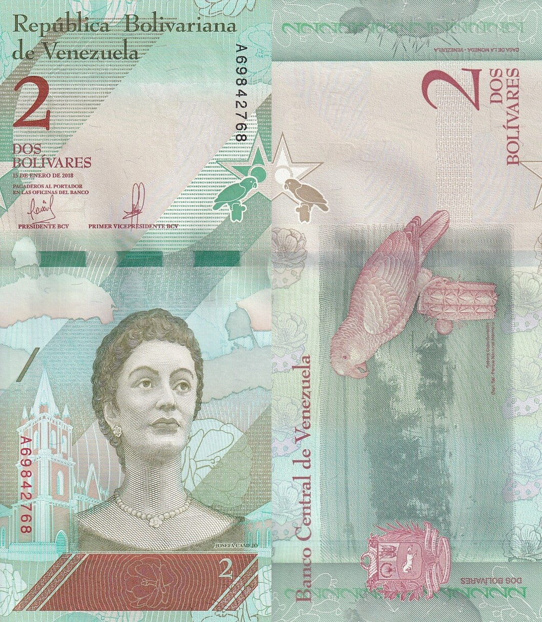 Venezuela 2 Bolivares 2018 P 101 UNC