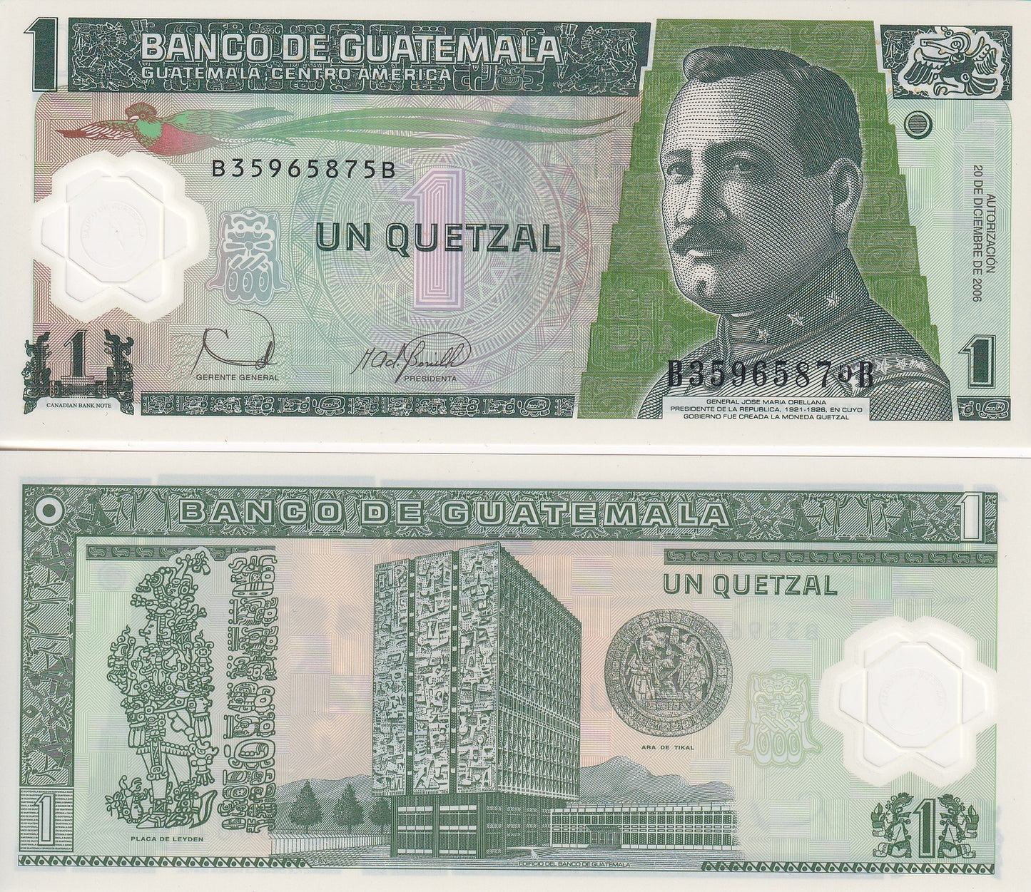 Guatemala 1 Quetzal 2006 P 109 Polymer UNC
