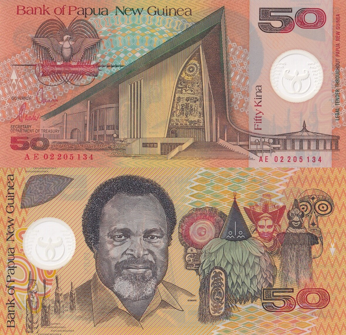 Papua New Guinea 50 Kina 2002 P 18c Polymer UNC
