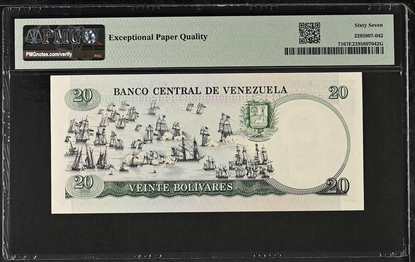 Venezuela 20 Bolivares 1987 P 71 Commemorative UNC PMG 67 EPQ 2nd TOP POP
