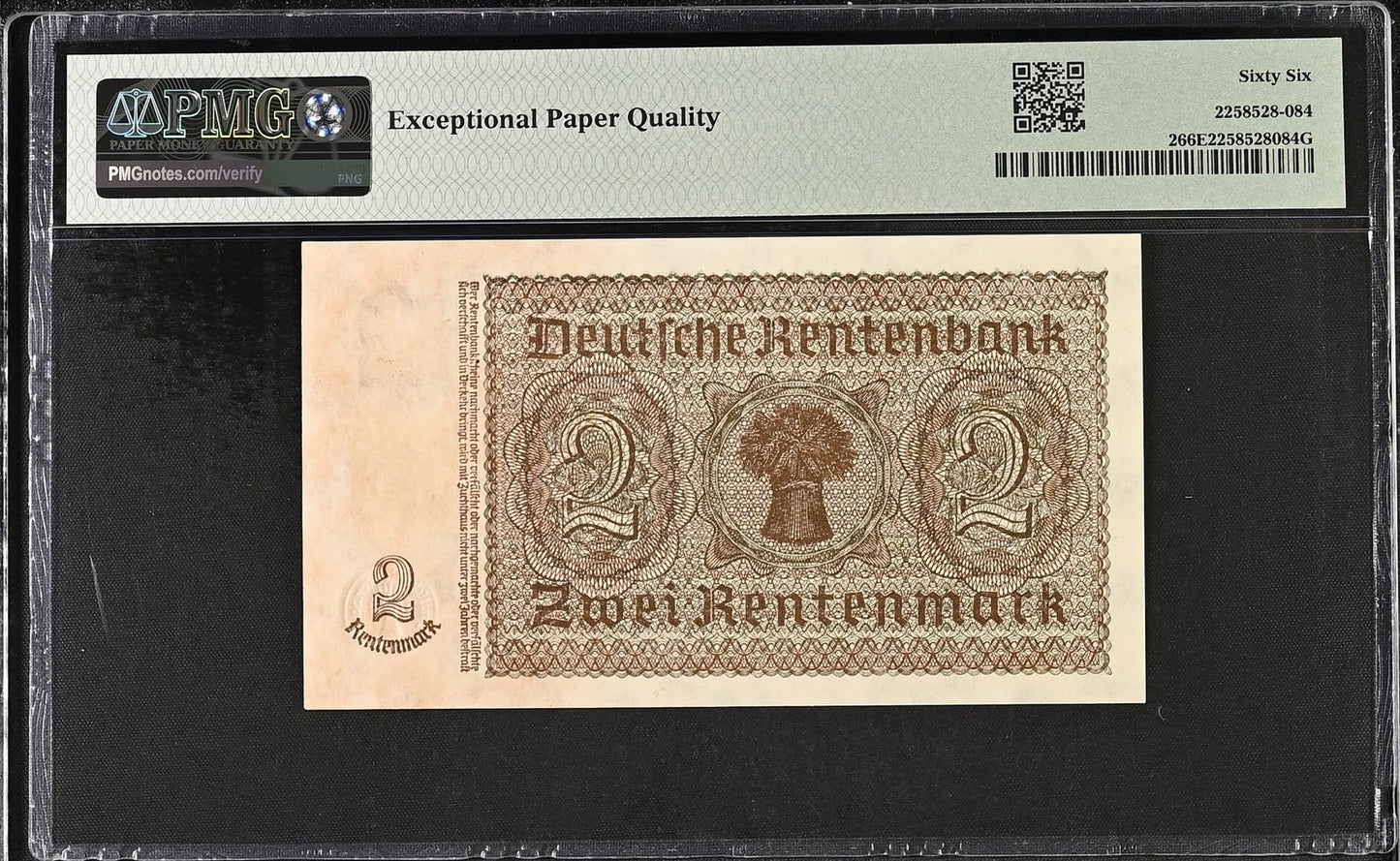 Germany 2 Deutsche Mark 1948 P 2 Stamp on P 174 UNC PMG 66 EPQ 2nd TOP POP