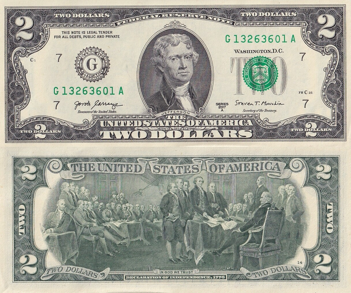 United States 2 Dollar 2017A P 545 UNC ''G'' Chicago IL