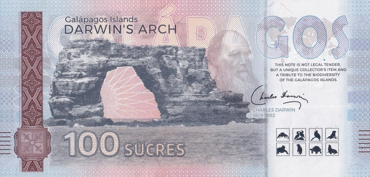 Galapagos Souvenir Note 100 Sucres Galapagos Marine Iguana UNC Test Note