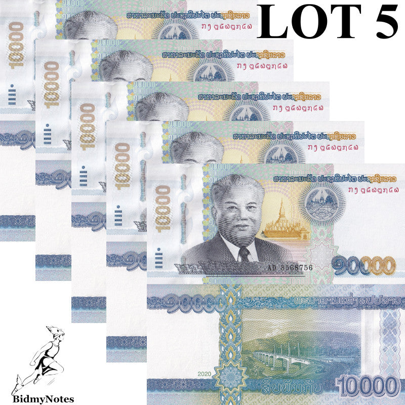 Laos 10000 Kip 2020 P 41B UNC LOT 5 pcs