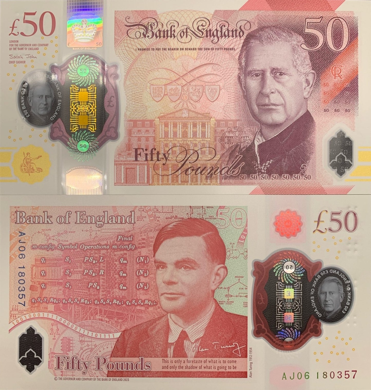 Great Britain 50 Pounds 2023 / 2024 P New King Charles II Polymer UNC