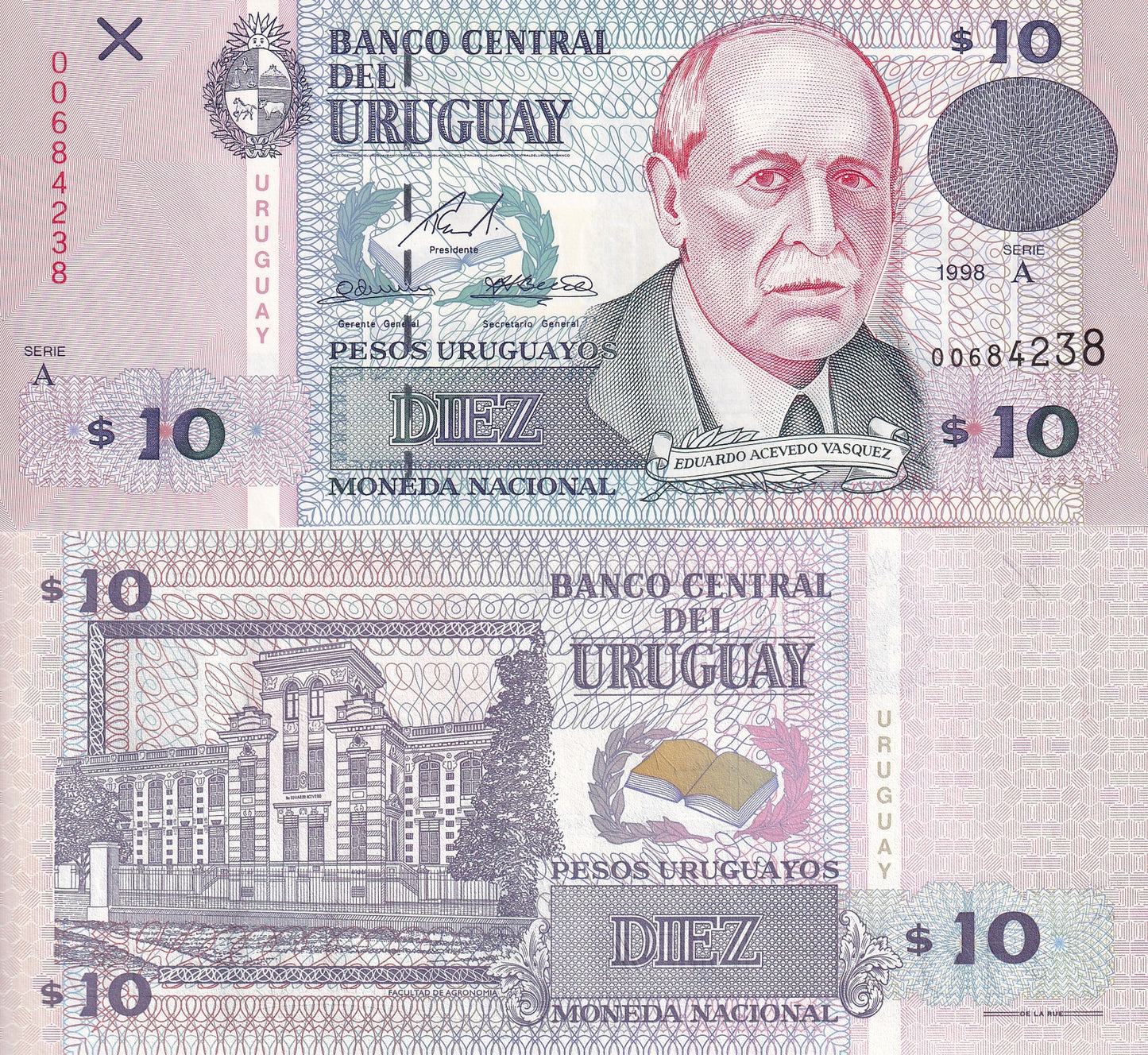 Uruguay 10 Pesos Uruguayos 1998 P 81 UNC