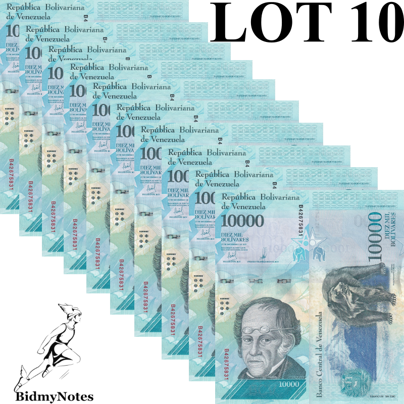 Venezuela 10000 Bolivares 2017 P 98b UNC 1/10 Bundle LOT 10 pcs