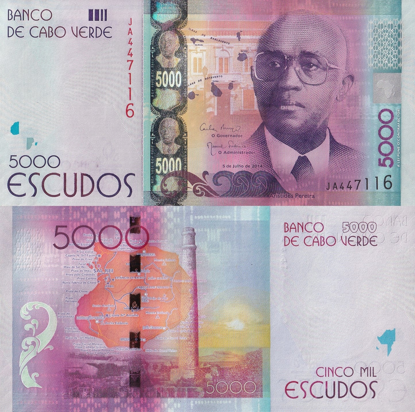 Cape Verde Cabo Verde 5000 Escudo 2014 P 75 UNC