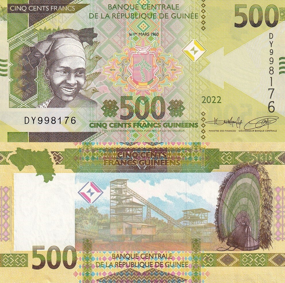Guinea 500 Francs 2022 P 52 UNC
