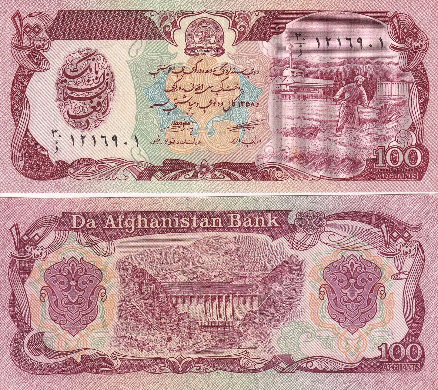 Afghanistan 100 Afghanis SH 1358(1979) P 58a UNC