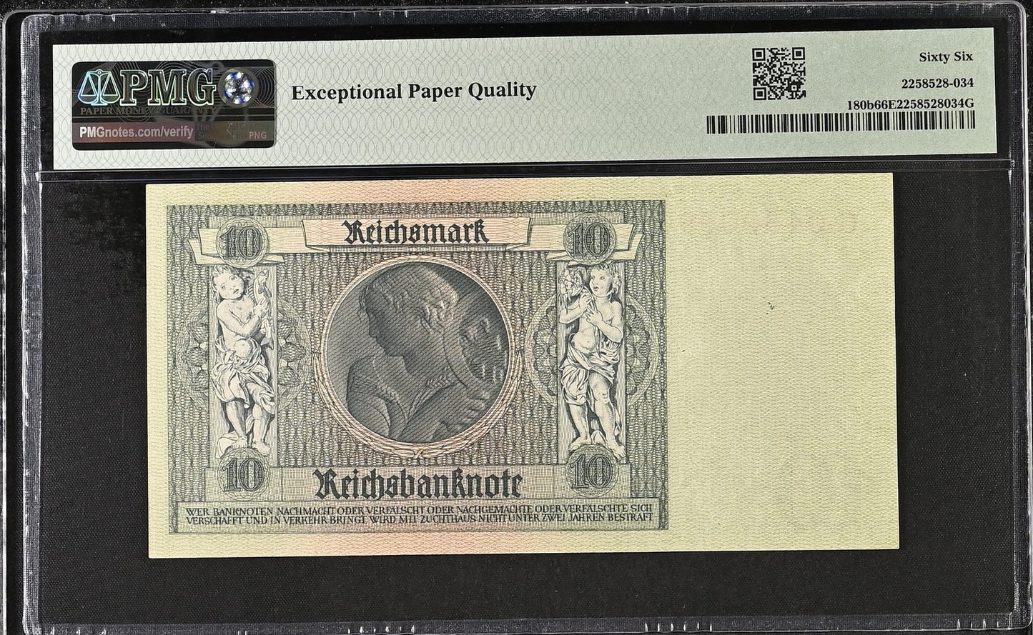 Germany Reichsbanknote 10 1929 (ND 1945) P 180b UNC PMG 66 EPQ 3rd TOP POP