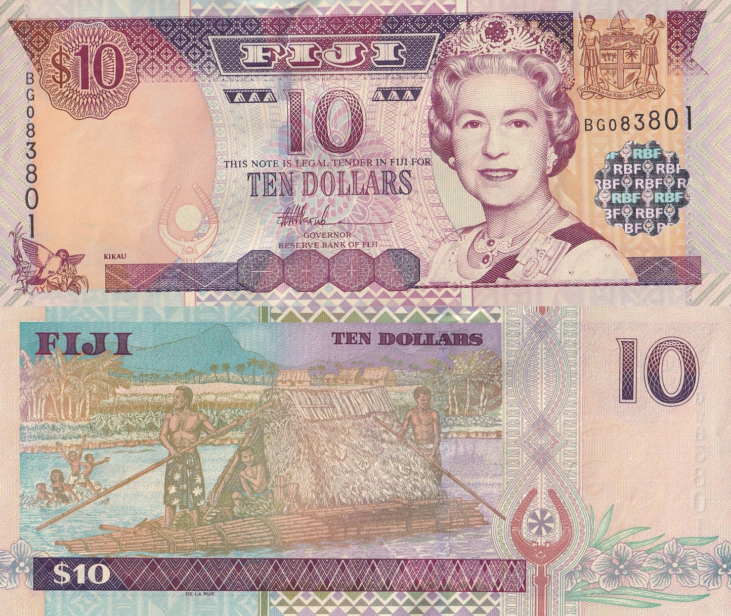 Fiji 10 Dollars ND 2002 P 106 Queen Elizabeth II UNC