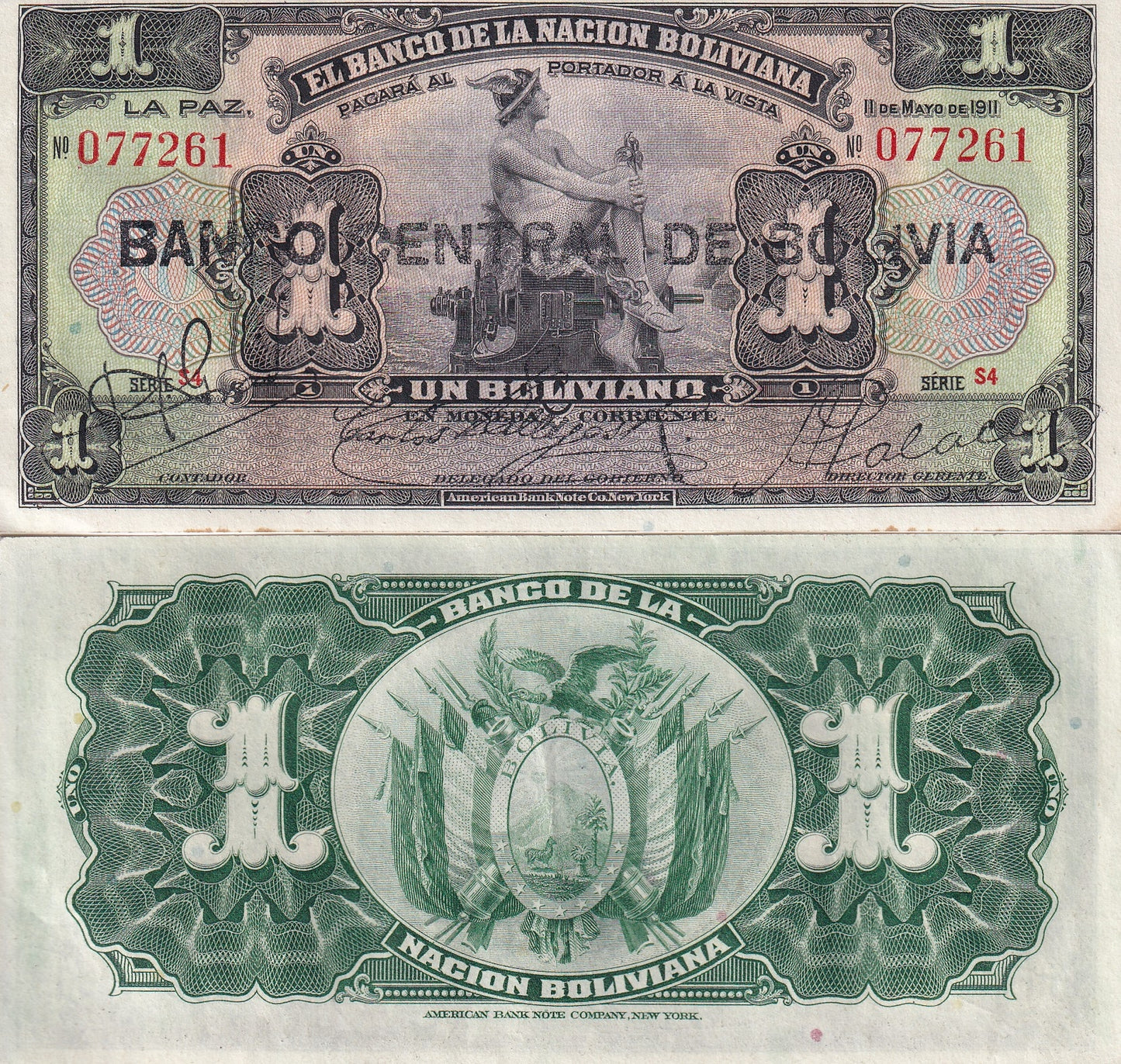 Bolivia 1 Boliviano 1911 P 112 XF-AU
