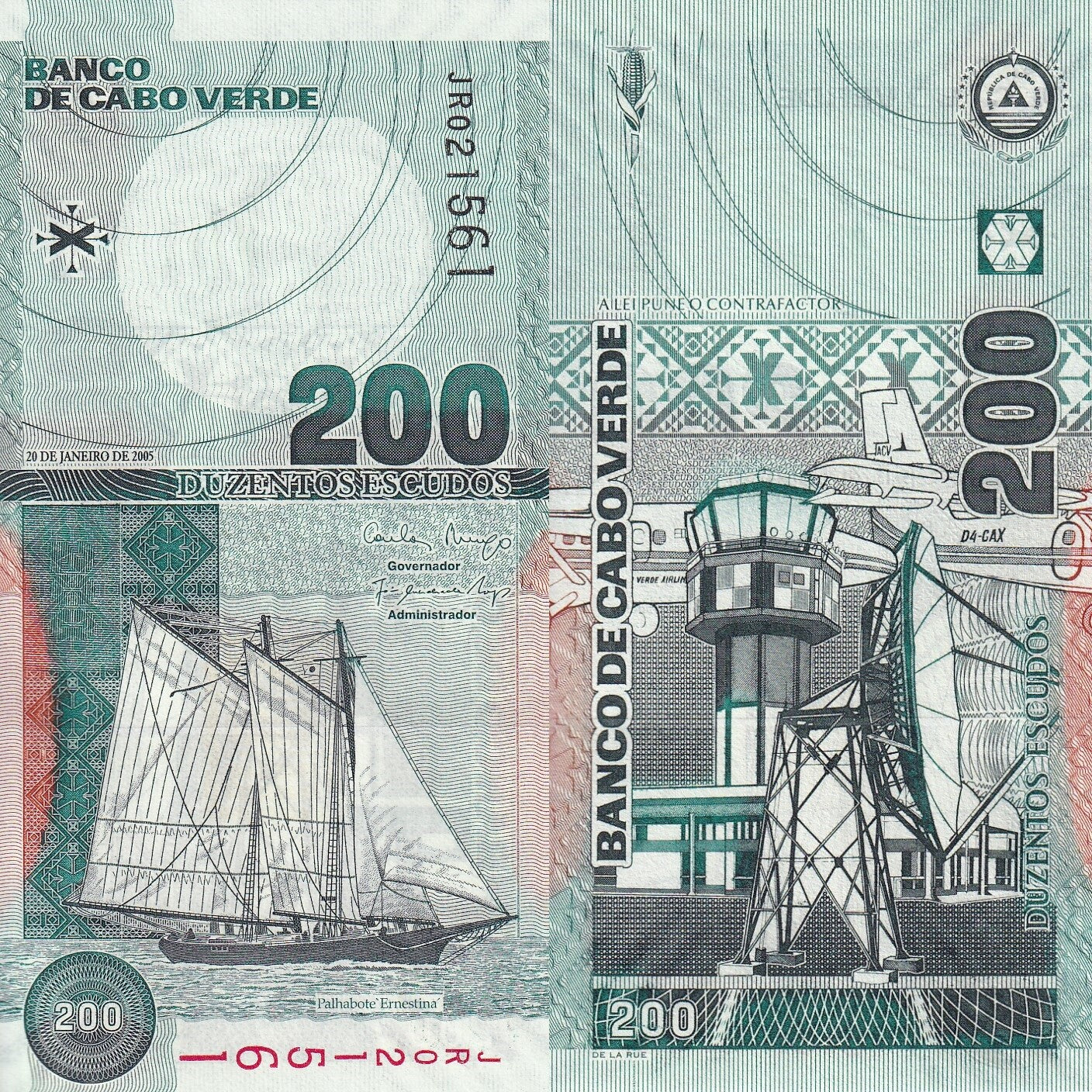 Cape Verde Cabo Verde 200 Escudos 2005 P 68 UNC