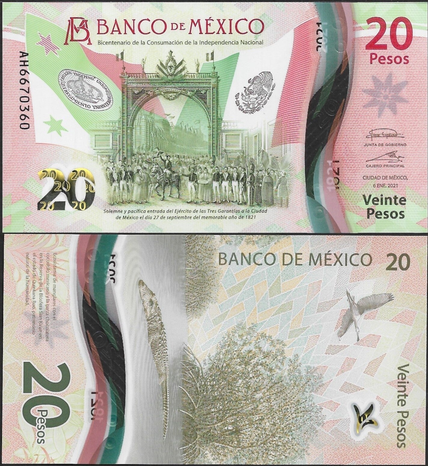 Mexico 20 Pesos 2021 P 132 Polymer UNC Commemorative