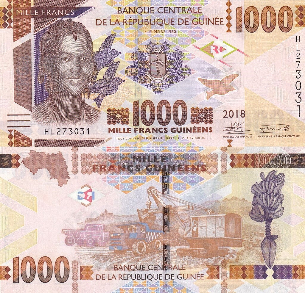 Guinea 1000 Francs 2018 P 48 UNC