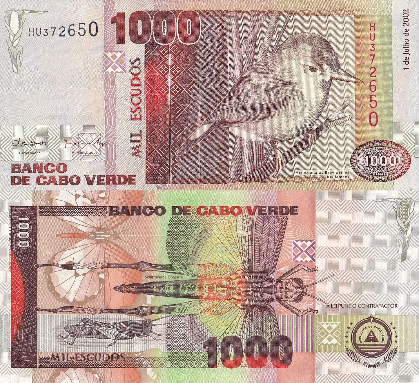 Cape Verde Cabo Verde 1000 Escudos 2002 P 65b UNC