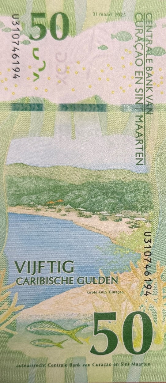 Curacao & Sint Maarten 50 Caribische Gulden 2025 P New UNC
