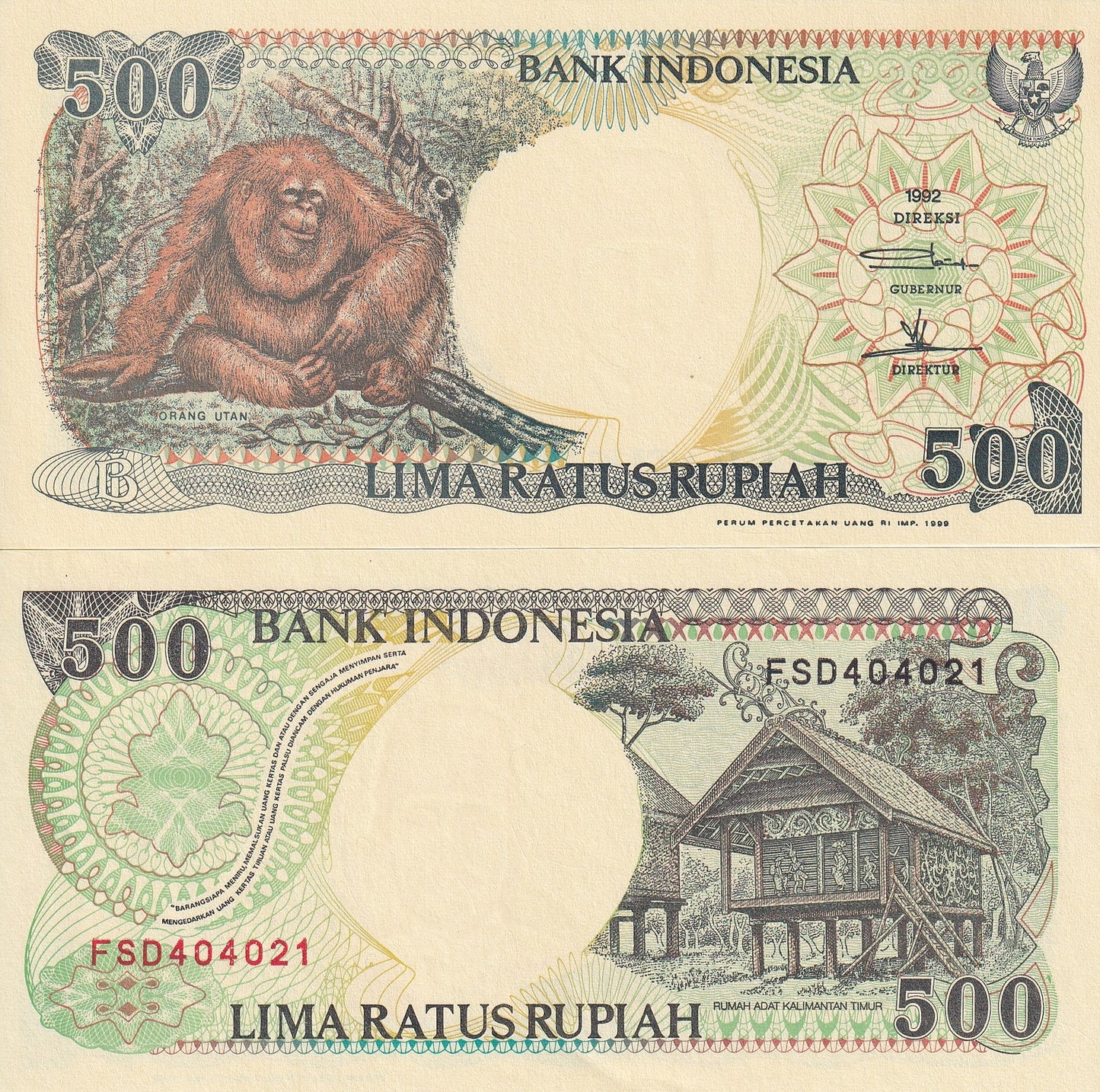 Indonesia 500 Rupiah 1992/1999 P 128h UNC