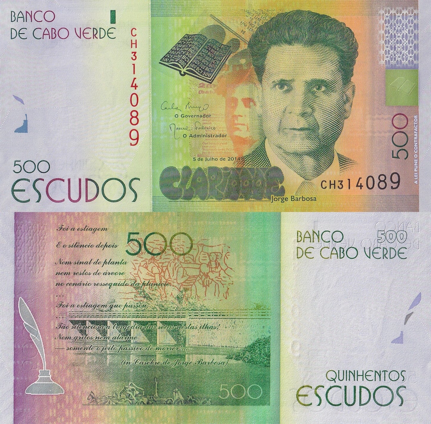 Cape Verde Cabo Verde 500 Escudos 2014 P 72 UNC