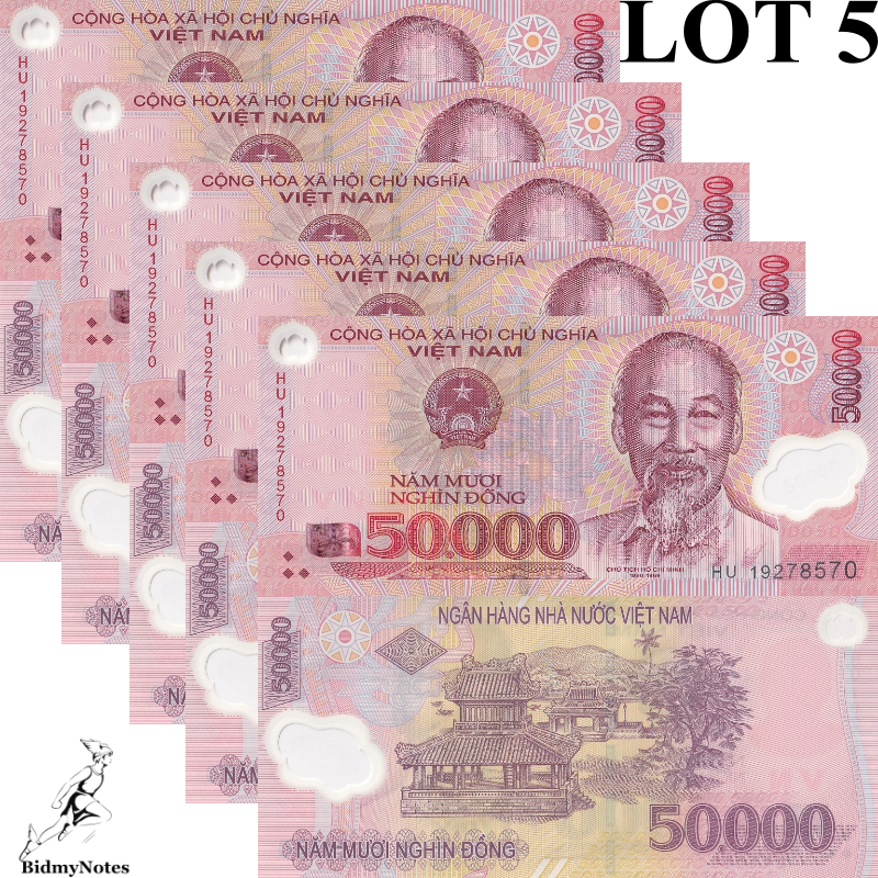 Viet Nam Vietnam 50000 Dong 2019 P 121 Polymer UNC 1/20 Bundle LOT 5 pcs