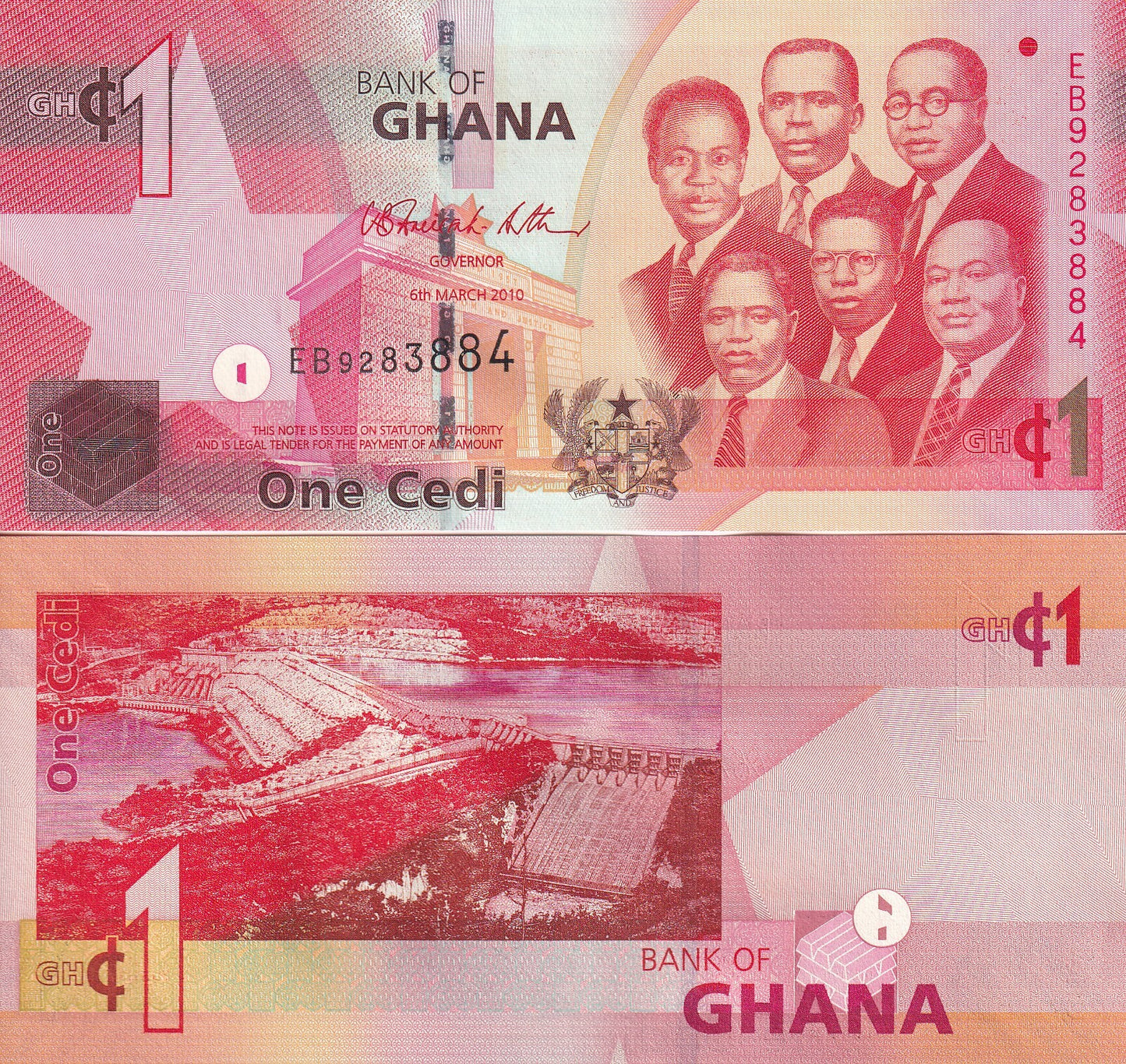 Ghana 1 Cedi 2010 P 37b UNC