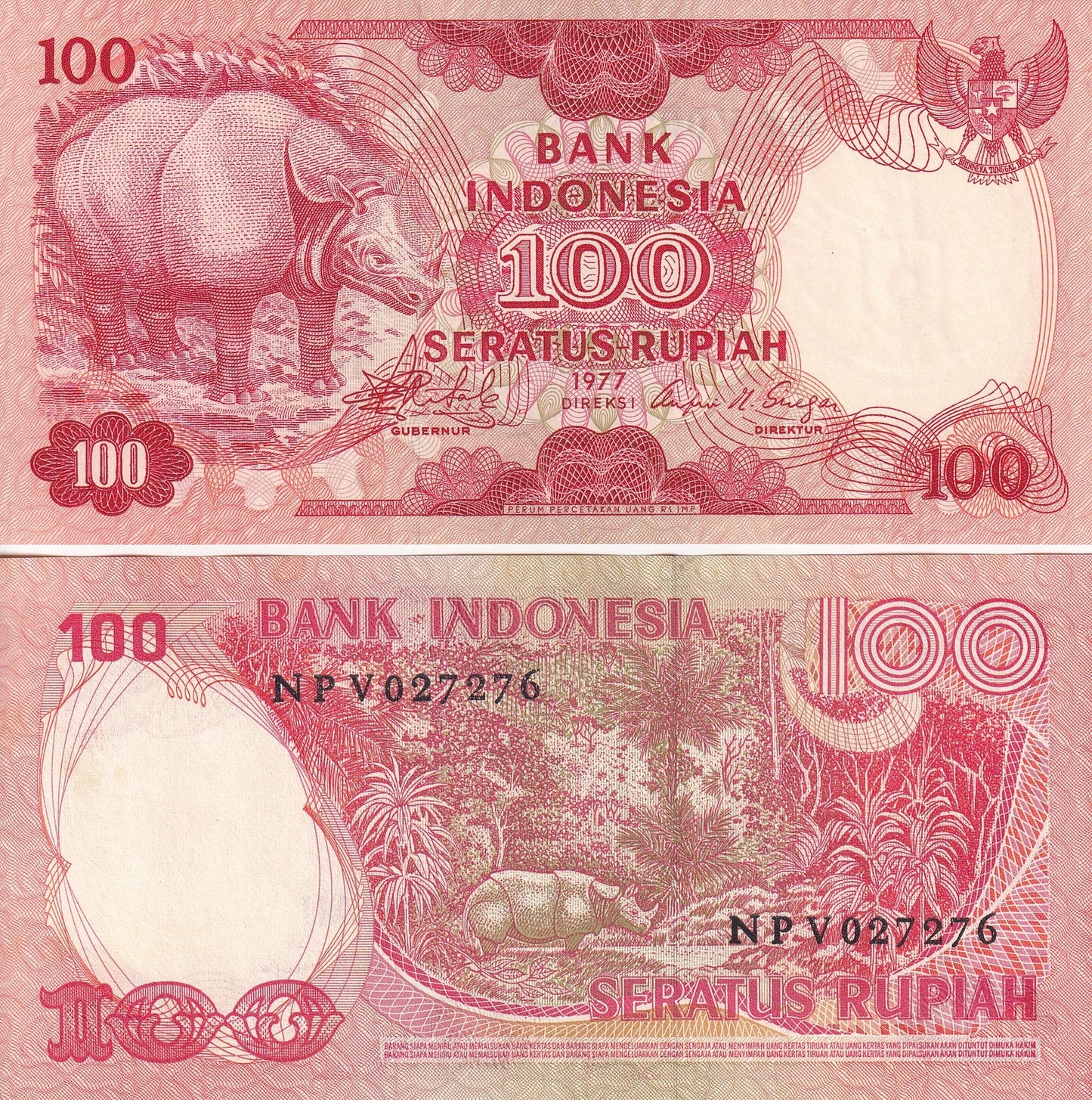 Indonesia 100 Rupiah 1977 P 116 UNC Minor Foxing