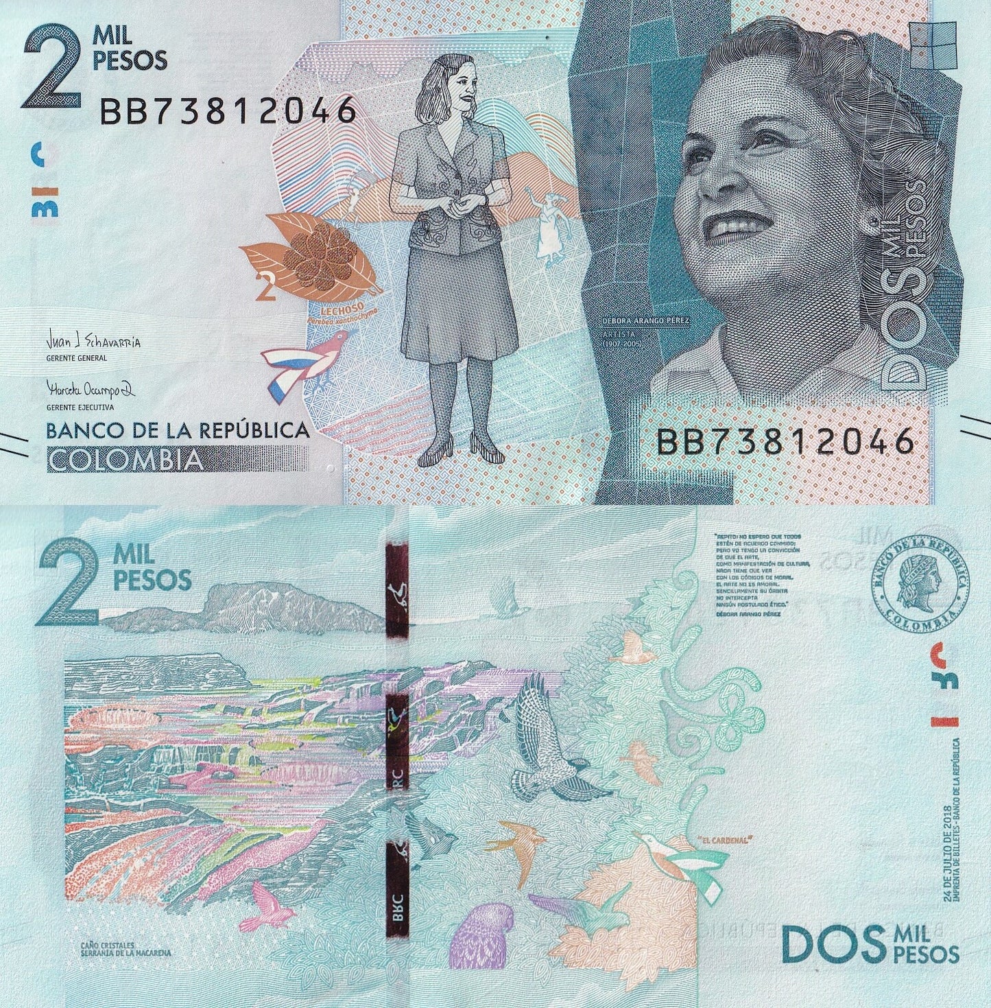 Colombia 2000 Pesos 2018 P 458d UNC