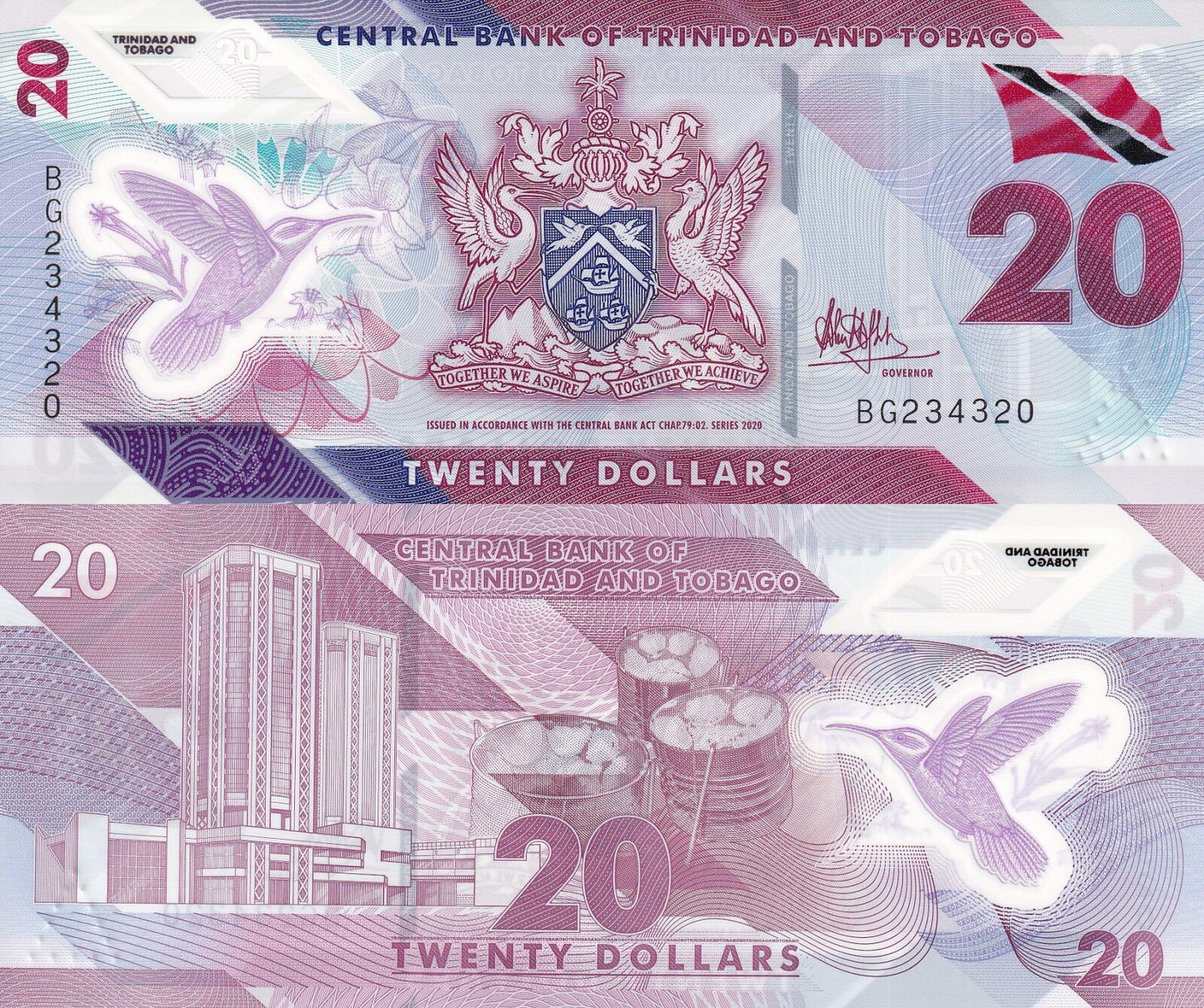 Trinidad and Tobago 20 Dollars 2020 P 63a Polymer UNC
