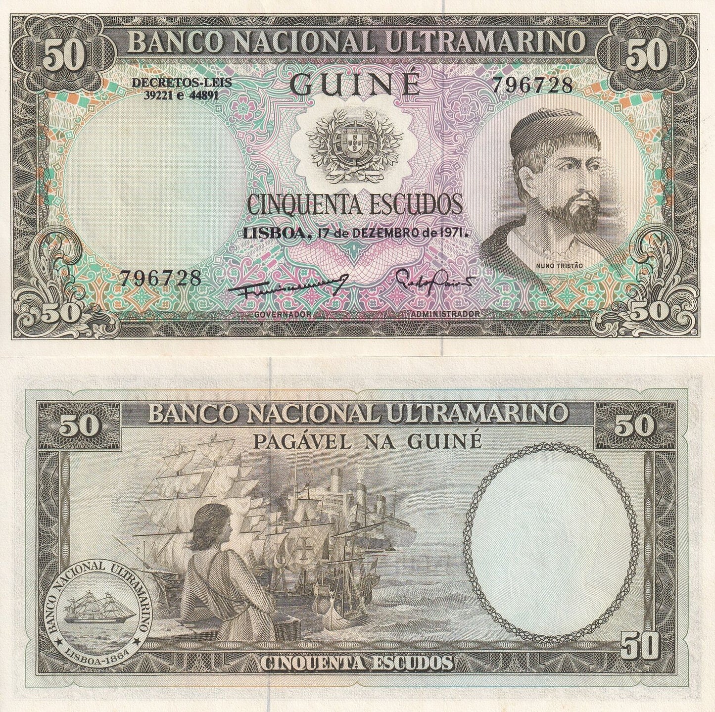 Portuguese Guinea 50 Escudos 1971 P 44 UNC