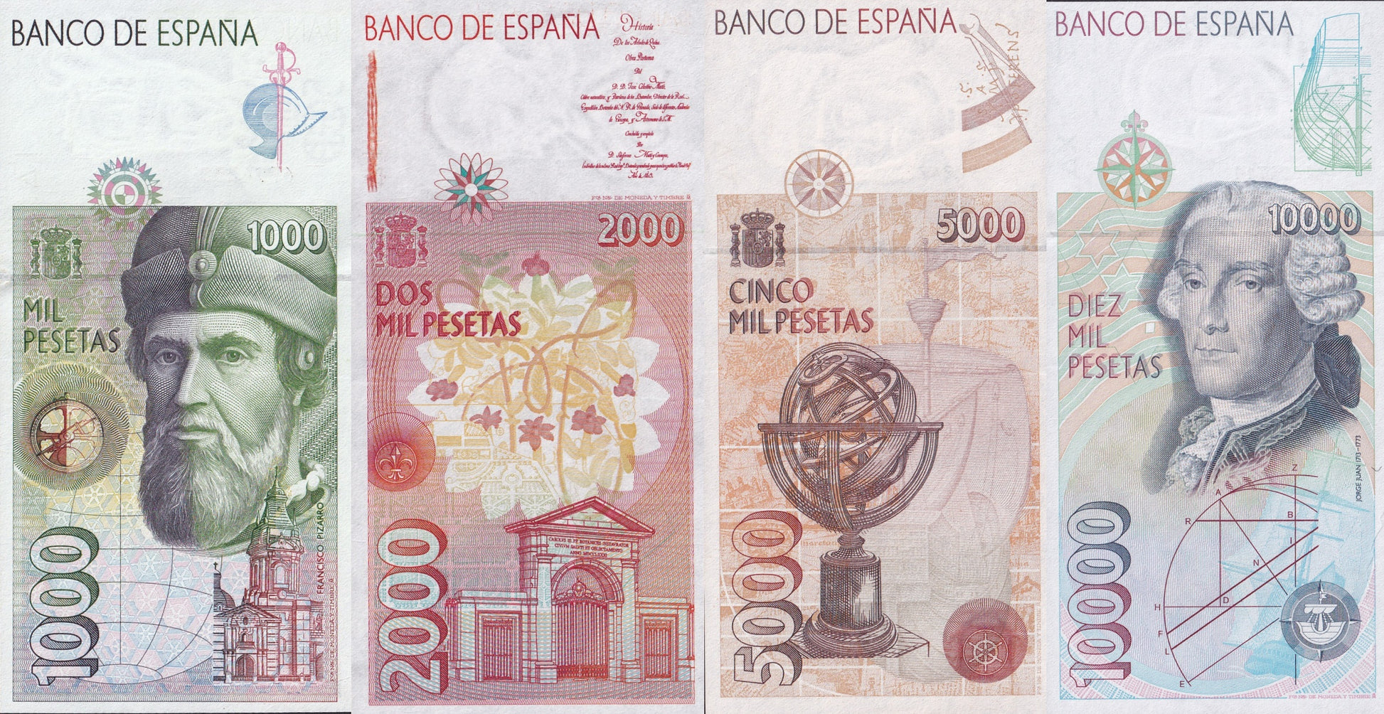 Spain 1000 2000 5000 10000 Pesetas 1992 P 163 164 165 166 UNC Set 4 pcs