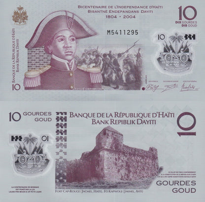 Haiti 10 Gourdes 2013 P 279 Polymer UNC Commemorative 1/20 Bundle Lot 5 pcs