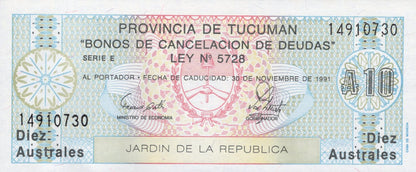 Argentina 10 Australes 1991 P S2713b(3) UNC