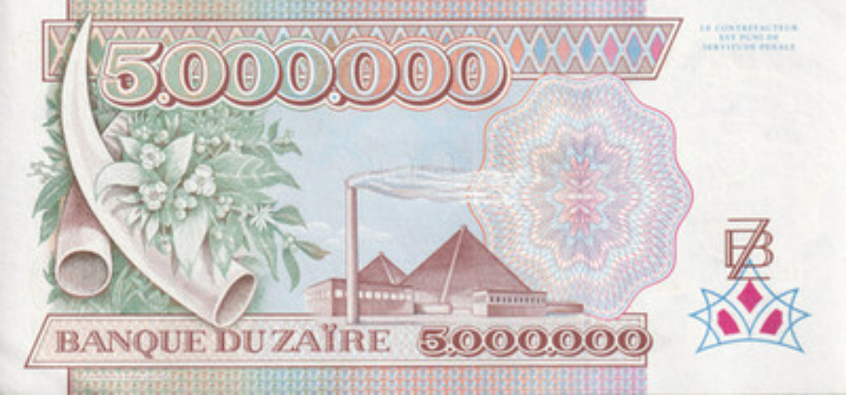 Zaire 5000000 Zaires 1992 P 46 AU UNC
