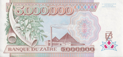 Zaire 5000000 Zaires 1992 P 46 AU UNC