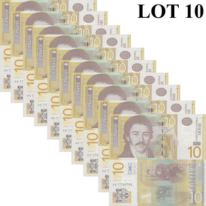 Serbia 10 Dinara 2006 P 46 UNC 1/10 Bundle Lot 10 pcs