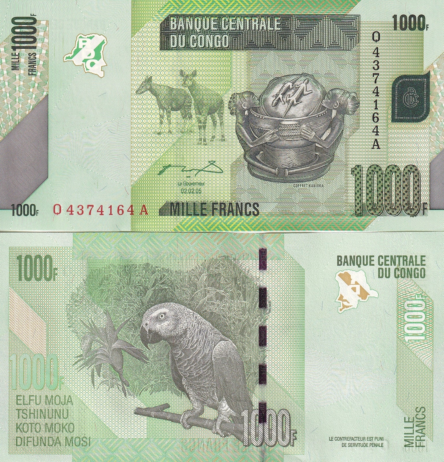 Congo Democratic Republic 1000 Francs 2005 P 101a UNC