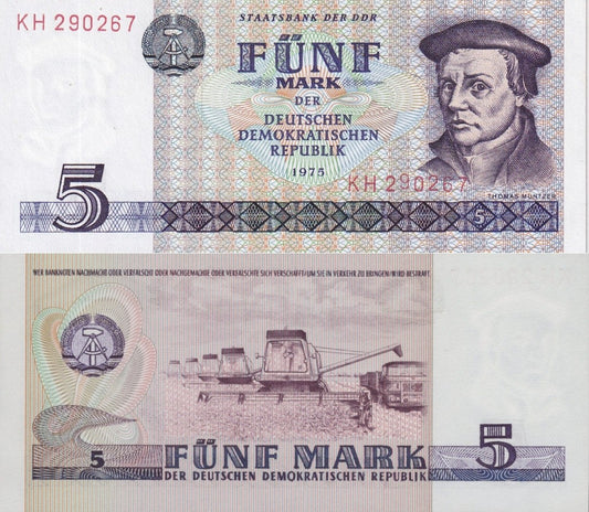 Germany Democratic Republic 5 Mark 1975 P 27a UNC