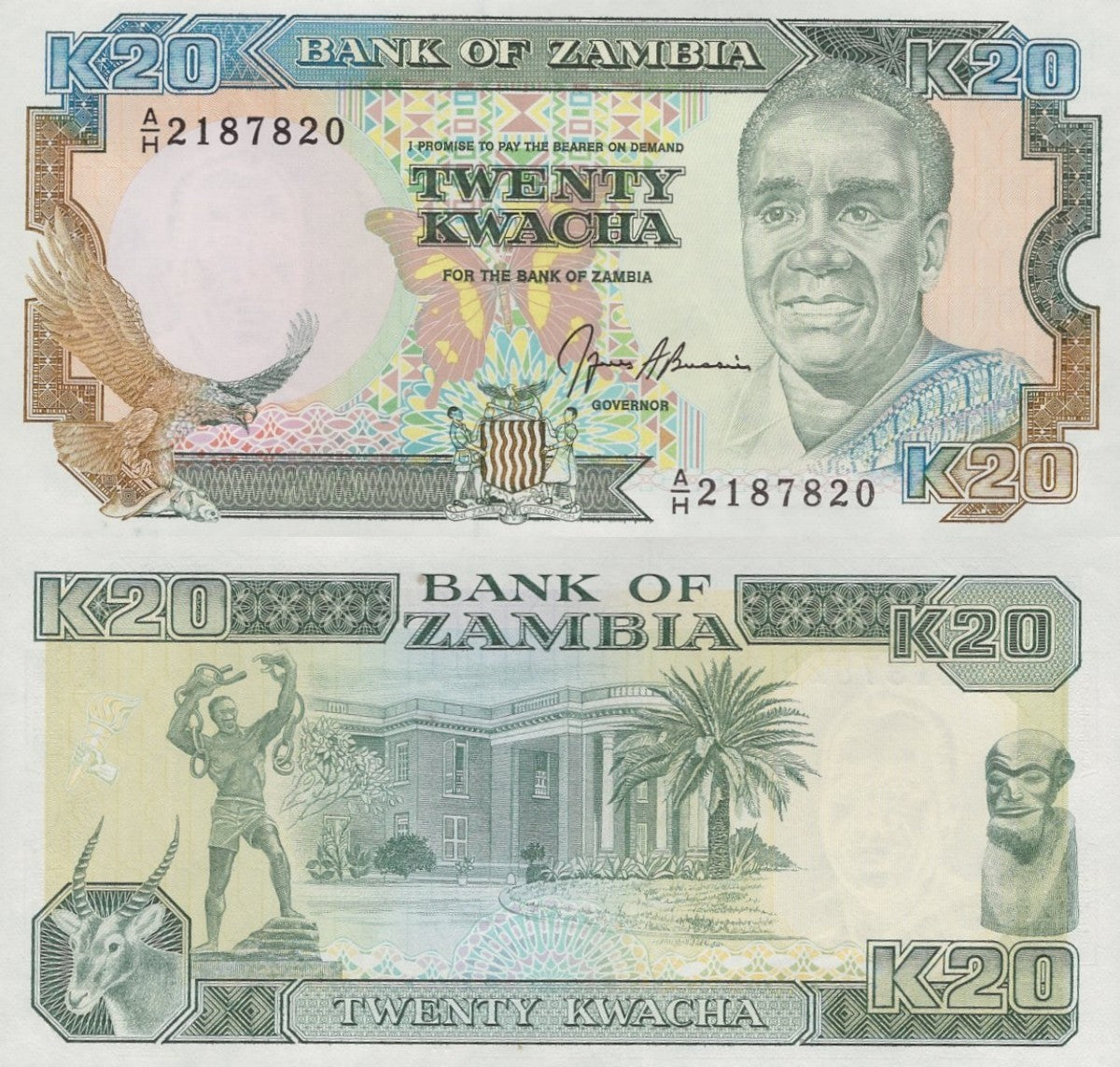 Zambia 20 Kwacha ND 1989-1991 P 32 UNC 1/20 Bundle Lot 5 pcs